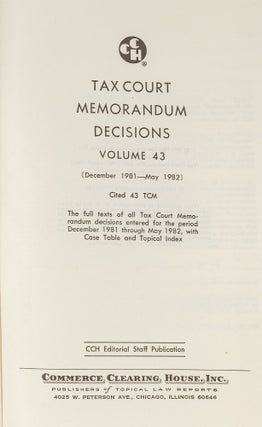 Tax Court Memorandum Decisions. 13 Miscellaneous Vols. 1981-1990.
