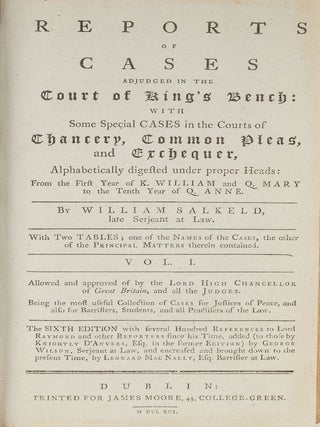 Item #82744 Reports of Cases Adjudged in the Court of King's Bench... 3 Vols. William Salkeld