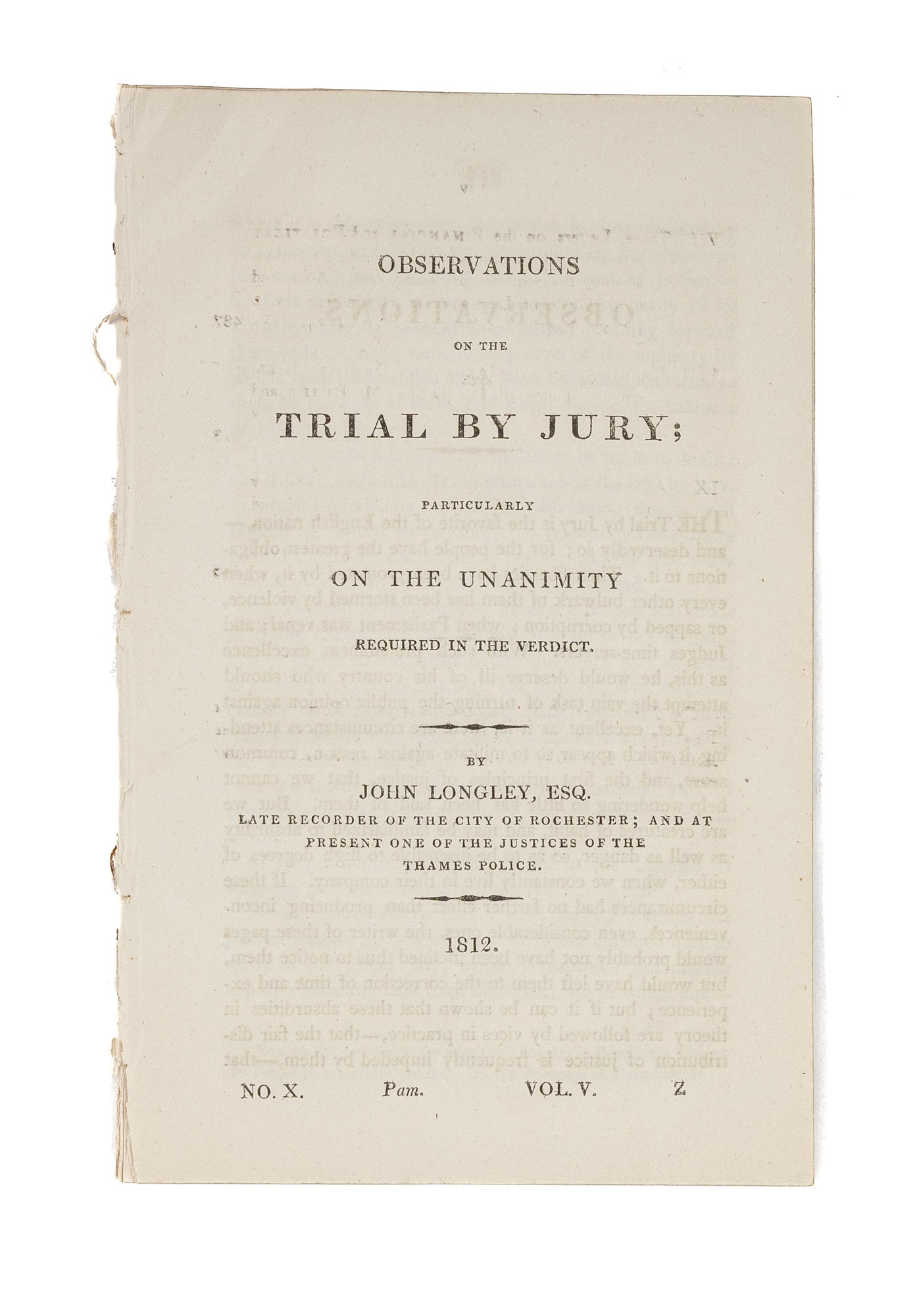 Observations on the Trial by Jury; Particularly on the Unanimity ...
