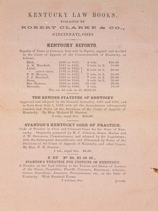 Item #82927 Kentucky Law Books Published by Robert Clarke & Co., Cincinnati, Ohio. Legal...