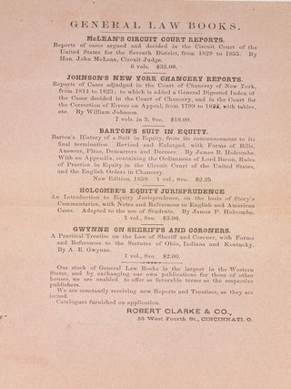 Kentucky Law Books Published by Robert Clarke & Co., Cincinnati, Ohio.
