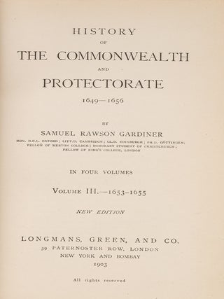 History of the Commonwealth and Protectorate, 1649-1656. 4 Vols.