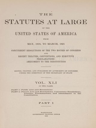 United States Statutes at Large. Vols 41-133 pt 3 (1921-2019) 227 vols