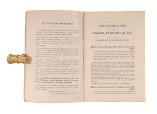 Law Publications of Baker, Voorhis & Co. with a General Catalogue...