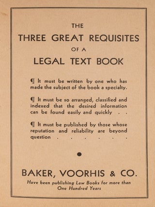 Law Publications of Baker, Voorhis & Co. with a General Catalogue...