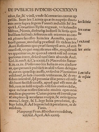 Adnotationes in IIII Institutionum [with] Libri Dialecticae Legalis...