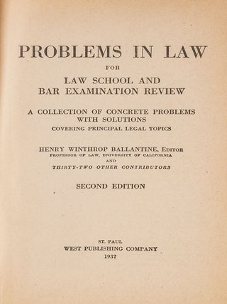 Problems in Law for Law School and Bar Examination Review...
