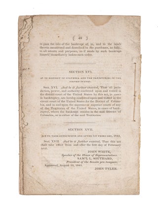 The Bankrupt Law of the United States, Passed August 19, 1841....