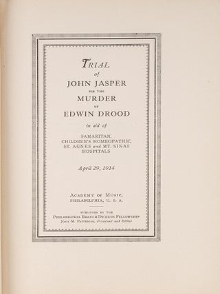 Item #83671 Trial of John Jasper for the Murder of Edwin Drood: In Aid of. Charles Dickens, John...
