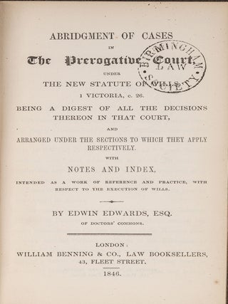 Item #83685 Abridgment of Cases in the Prerogative Court, Under the New Statute. Edwin Edwards