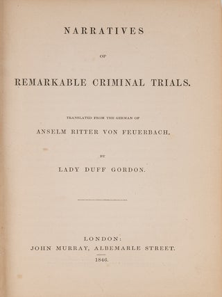 Item #83704 Narratives of Remarkable Criminal Trials. Lady Duff Gordon