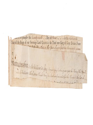Item #83753 Two Sections Removed From an Indenture, One Signed by Blackstone and. Manuscript, Sir...