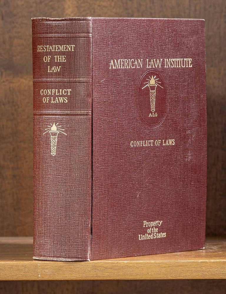 Item #83810 Restatement of the Law of Conflict of Laws [1st edition]. 1 volume. American Law Institute.