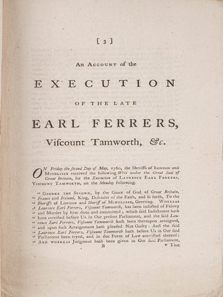 Item #84095 An Account of the Execution of the Late Laurence Earl Ferrers. Execution, Lawrence...