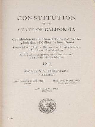 Constitution of the State of California: Constitution of the United...
