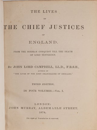 The Lives of the Chief Justices of England... 4 Vols. London, 1874.
