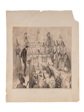 Item #84523 Indictment, Theatre Royal Adelphi. London, c 1875. Mezzotint. Legal Humor, William...