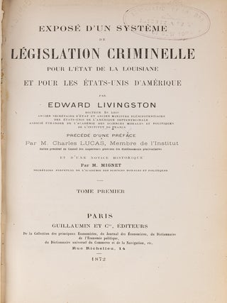 Expose D'Un Systeme de Legislation Criminelle pour L'Etat de la...