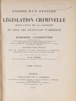 Expose D'Un Systeme de Legislation Criminelle pour L'Etat de la...