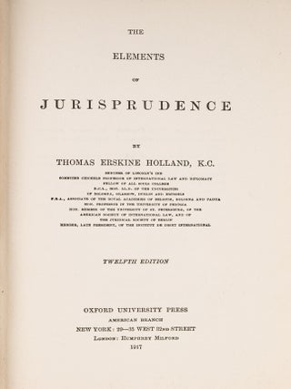Item #84705 The Elements of Jurisprudence, Twelfth Edition. Thomas Erskine Holland