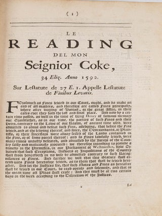 The First Part of the Institutes of the Laws of England...