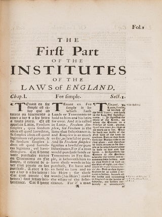 The First Part of the Institutes of the Laws of England...