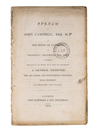 Item #84798 Speech of John Campbell, Esq. M.P. in the House of Commons, on. John Campbell