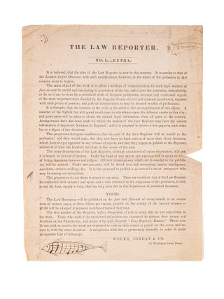 Item #84868 Prospectus for The Law Reporter, Boston, 1838. Legal Publishing, Jordan Weeks, Co