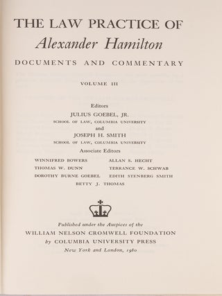 The Law Practice of Alexander Hamilton. 5 Vols. 1964-1981.