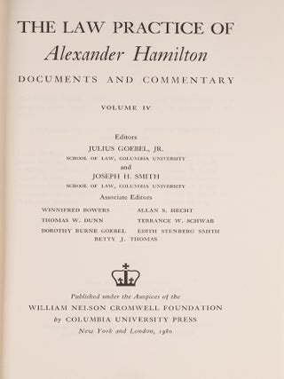The Law Practice of Alexander Hamilton. 5 Vols. 1964-1981.