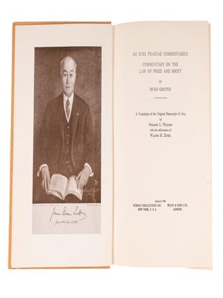 Item #84955 De Iure Praedae Commentarius: Commentary on the Law of Prize and. Hugo Grotius