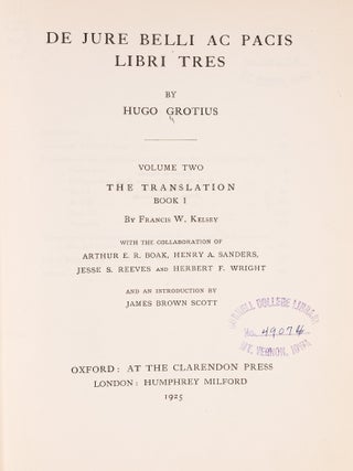 Item #84959 De Jure Belli ac Pacis Libri Tres, Volume Two, The Translation, Hugo Grotius, Francis...