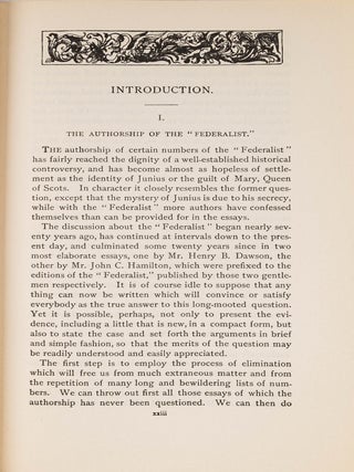 The Federalist: A Commentary on the Constitution of the...