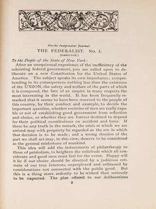 The Federalist: A Commentary on the Constitution of the...