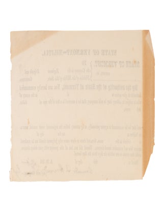 Blank Militia Form Signed by Ormando S. Howard, Vermont, 1840s.