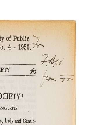 Three Items Inscribed to Frederick Bernays Wiener, 1950-1957.