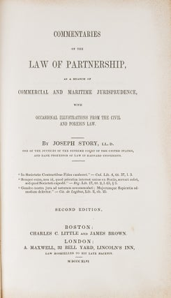 Item #85234 Commentaries on the Law of Partnership, as a Branch of Commercial. Joseph Story