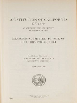 Constitution of California of 1879 as Amended and in Effect February..