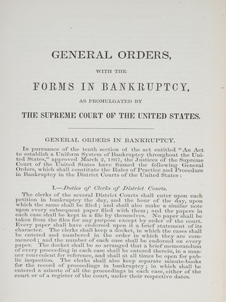 The Bankrupt Bill, With Orders and Forms, An Act to Establish a....