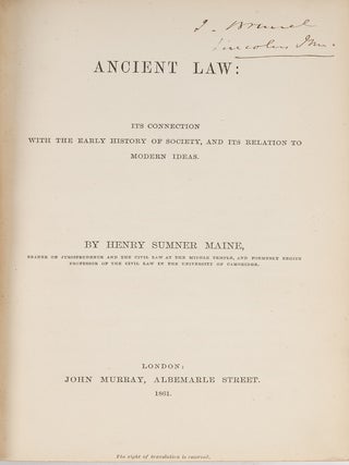 Item #85490 Ancient Law, Its Connection with the Early History of Society, And. Henry Sumner Maine