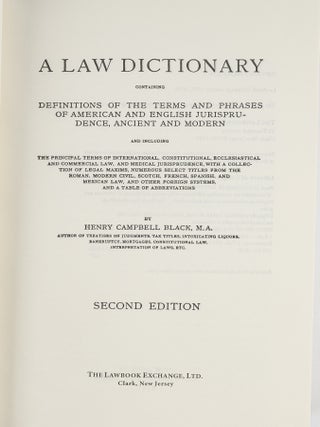 Item #85533 Black's Law Dictionary, Second edition. 2nd ed. Henry Campbell Black