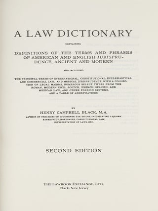 Item #85534 Black's Law Dictionary, Second edition. 2nd ed. Henry Campbell Black