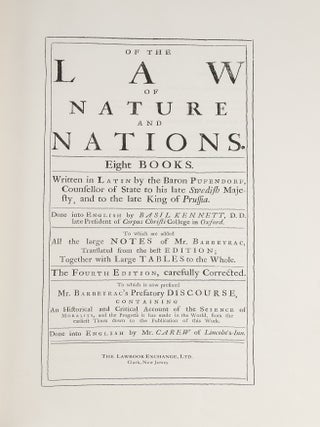 Of the Law of Nature and Nations. Eight Books. Written in Latin by...
