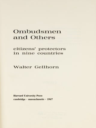 Ombudsmen And Others, Citizens' Protectors in Nine Countries.