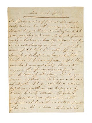 Item #85901 Matrimonial Maxims. Manuscript, John Trusler