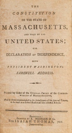 Item #85995 The Constitution of the State of Massachusetts, And That of the. Massachusetts