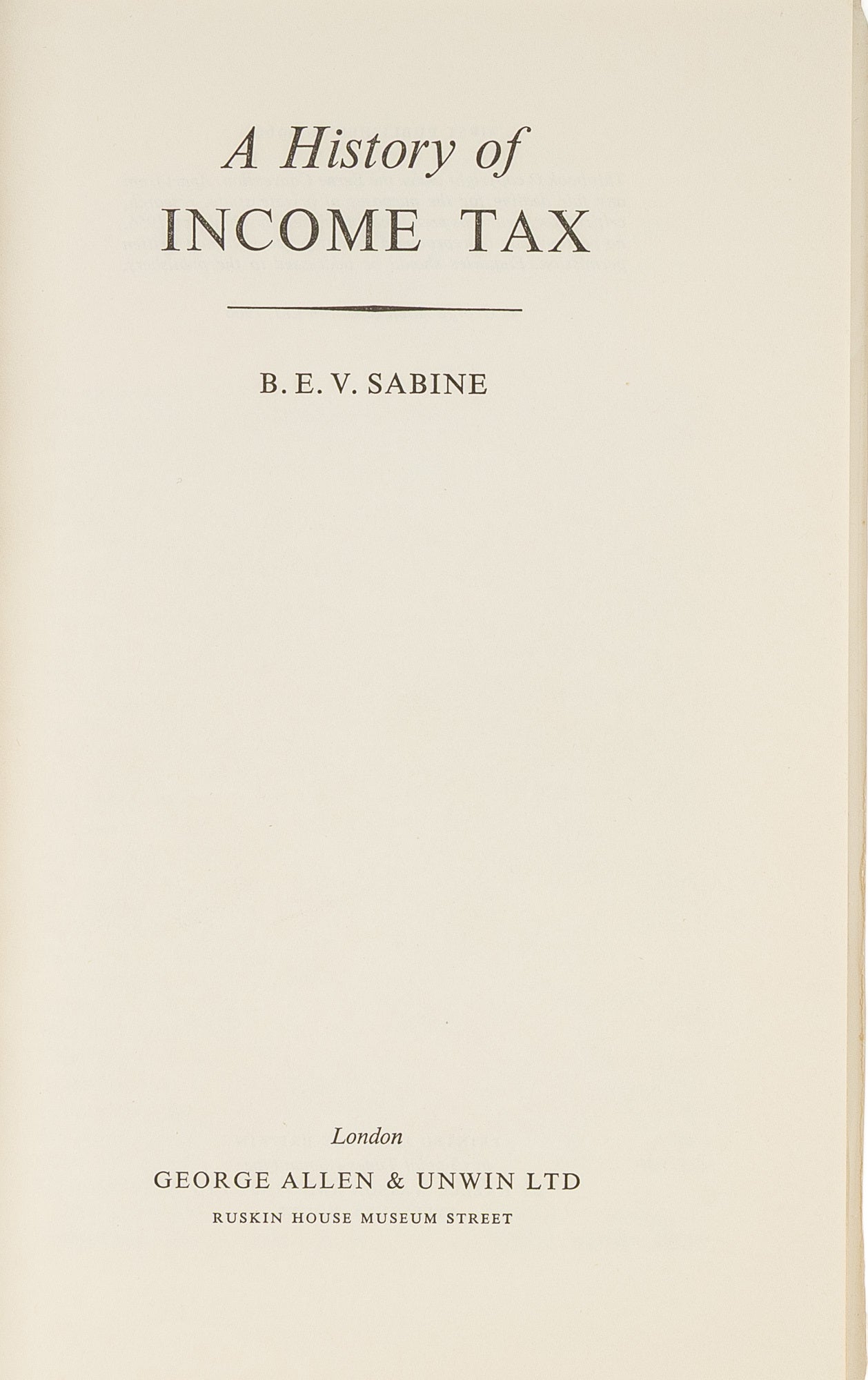 A History of Income Tax | B. E V. Sabine