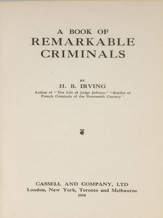 A Book Of Remarkable Criminals.