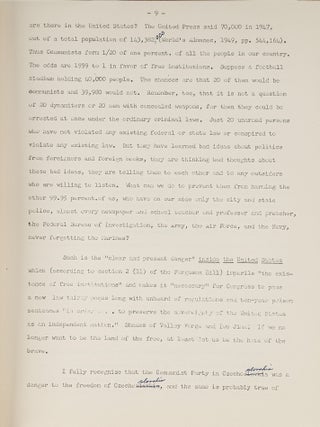Subversive Activities Bills, 1949, Submitted to the Committee on the.