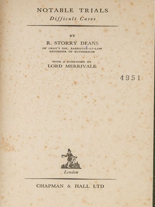 Item #86075 Notable Trials. Difficult Cases. R. Storry Deans